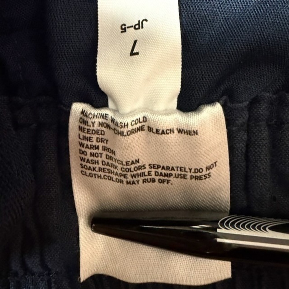 Uniqlo Seersucker Pants Womens XL Navy Wide Leg Pull On Elastic Waist Cotton - Picture 8 of 10